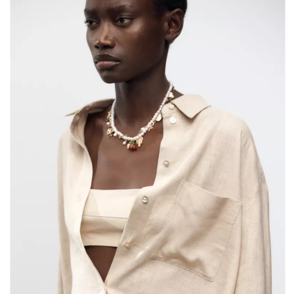 Zara Pack Of 2 Charm And Pearl Necklace - Picture 1 of 3